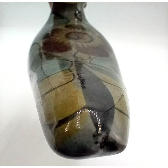 Tonala Bird Hand Painted Mexican Pottery Vintage Folk Art 3.75 Inch Flower 1960s - Picture 13 of 14